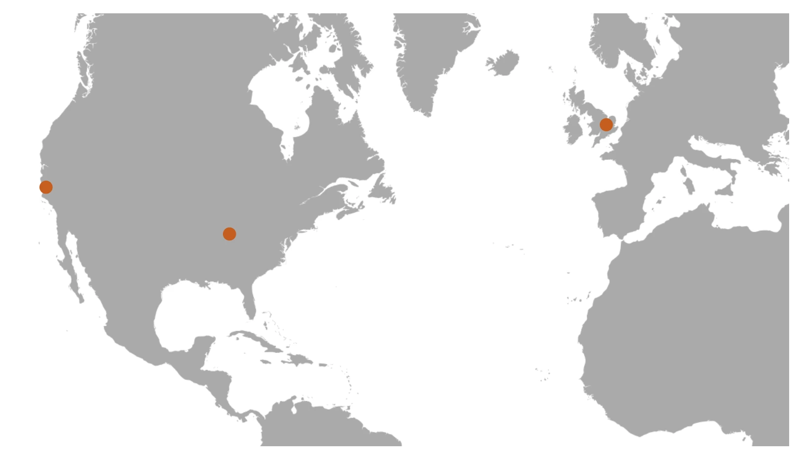 Map of Entrywan data center locations in Nashville, London and Los Angeles